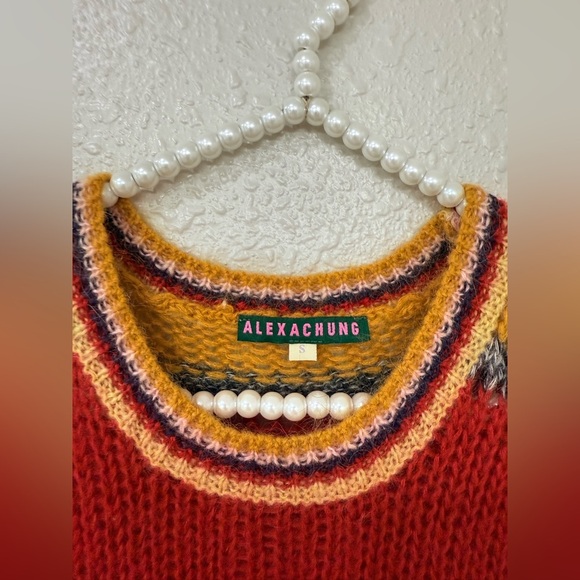 Alexa Chung Sweater Womens Striped Mohair Blend Oversized Long Sleeve Pullover S - Picture 4 of 10